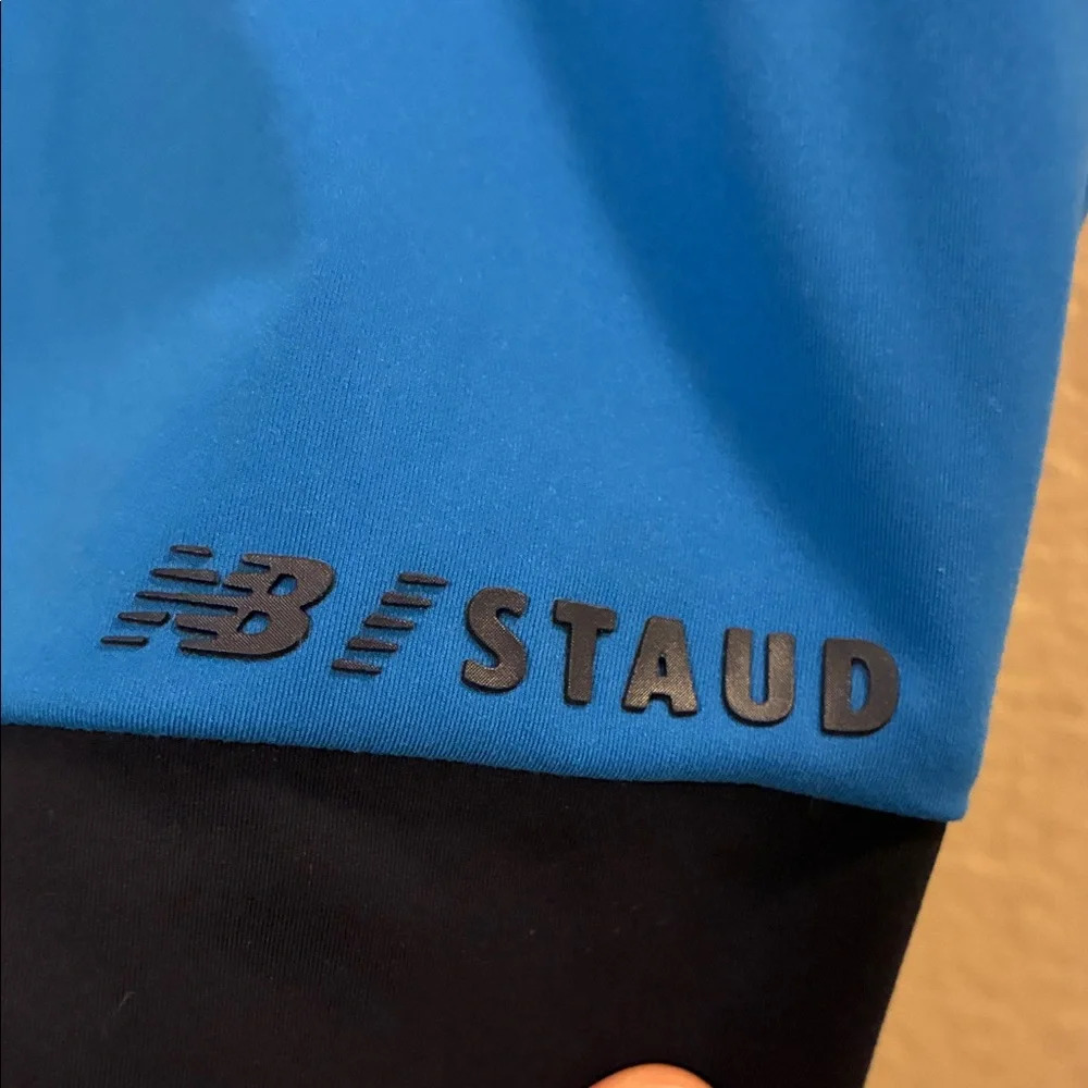 STAUD Color Block Blue and Green Crop Top - Picture 3 of 5